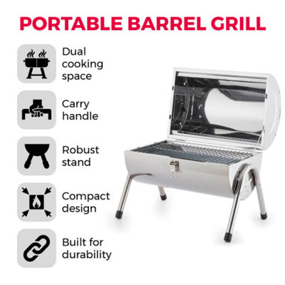 Portable Charcoal Barrel Grill  Barbeque
