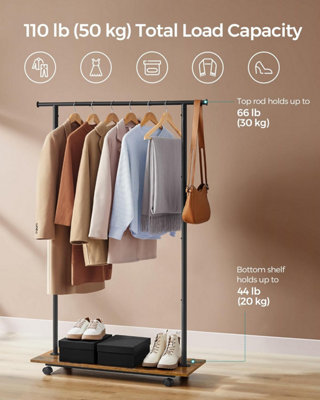 Portable Clothes Rack, Clothing Rack on Wheels, Metal Clothes Rail ...