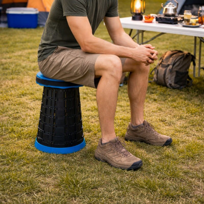 Portable Collapsible Stool - Adjustable Folding Camping Seat ...