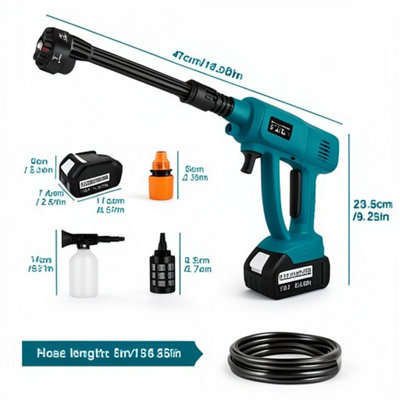 Portable Cordless High Pressure Washer Gun with 2 5.5Ah Batteries, Jet ...