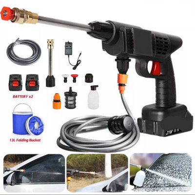 Portable Cordless High Pressure Washer Jet Cleaner Gun with 2 x 21V ...