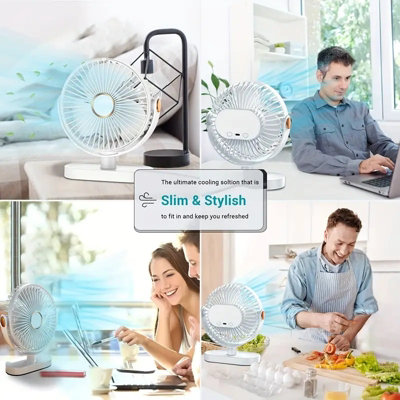Portable Desktop Fan with LED Light 5 Speed Silent Operation USB ...