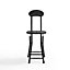 Portable Dining Chair Set of 4 Compact Black Wooden Folding Dining Chairs with Metal Legs