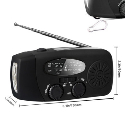Portable Dynamo Wind Up Solar USB Rechargeable AM FM Hand Crank Radio ...
