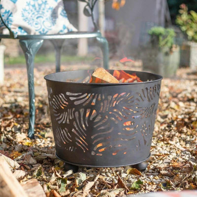 Portable Fire Basket Log Burner Fire Pit Outdoor Fires Charcoal Firewood Metal Black