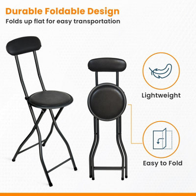 Portable Foldable Bar Stool 92x30 Black Black