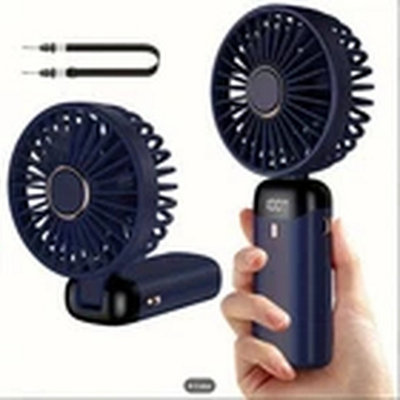 Portable Foldable Handheld USB Fan Cooling Cooler Rechargeable Navy