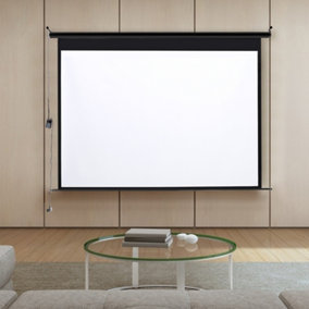 Portable Foldable Motorized Electric Projector Screen with Remote for Home Theater 84" 4:3