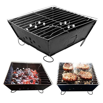 Portable Folding BBQ & Oak Wood Chips Barbecue Grill Foldable Tabletop ...