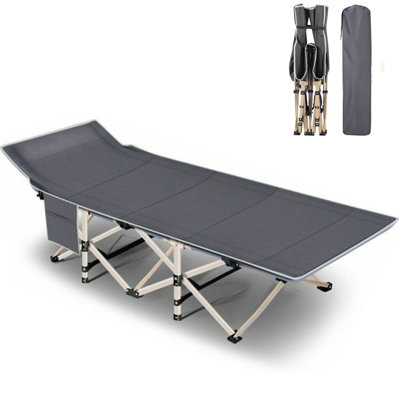 Portable Folding Camping Cot Outdoor Bedwith Carry Bag - Grey