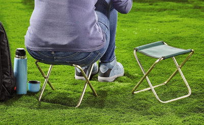 Portable Folding Chair - 27cm Lightweight Camping Fishing Picnic Stool Seat  90kg Max Weight - H27 x W24 x D22cm
