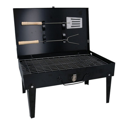 Portable Folding Charcoal BBQ Barbecue Grill + Accessories For Picnics ...