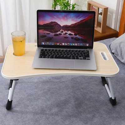 Folding Laptop Bed Tray Table - Portable Lap Desk With Cup Holder, Multiple Colors