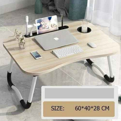 Portable Folding Laptop Table, Maple finish, adjustable tray and desk