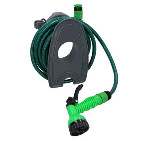 Portable Garden Hose Reel With 10 Metres of Hose + 7 Dial Spray Gun + Fittings