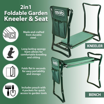 Portable Garden Knee Pad Kneeler With Foam Padded Seat Stool Hand Tools & Bag
