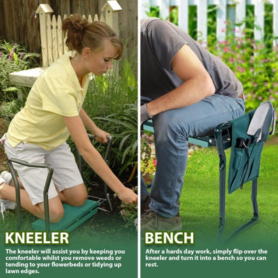 Portable Garden Knee Pad Kneeler With Foam Padded Seat Stool Hand Tools & Bag