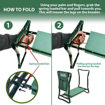 Portable Garden Knee Pad Kneeler With Foam Padded Seat Stool Hand Tools & Bag - 6