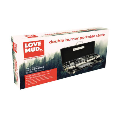 Portable Gas Dual Double 2 Burner Camping Stove & Grill with Toast Rack