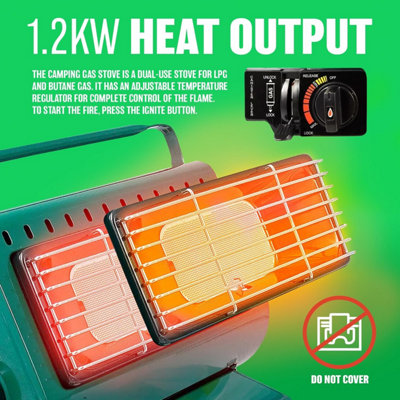 Portable Gas Heater Compact And Lightweight 1.2Kw Output Swivel Body For Adjustable Heat Direction Long Life Ceramic Burner~5056316756853 04c Mp