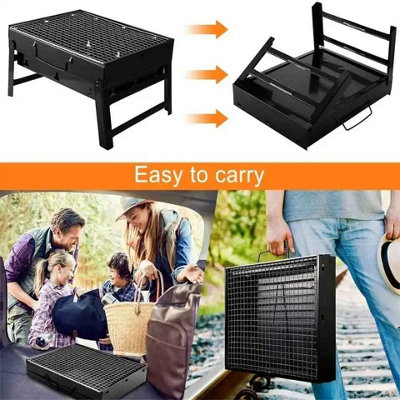 Stainless Steel BBQ Barbecue Grill, Portable Foldable Charcoal BBQ Grill Table Desktop Barbecue Smoker Grill for Outdoor Picnic Garden Terrace Camping Trip