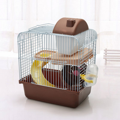 Portable Hamster Cage with Slide, Running Wheel, Feeding Bowl and Water ...