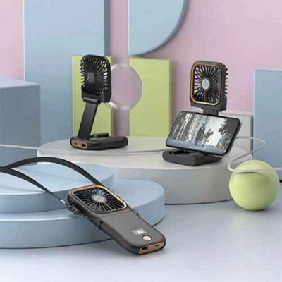 Portable Handheld Fan Black USB Rechargeable Folding Desk Fan ...