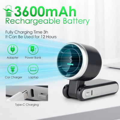 Portable Handheld Mini Turbo Fan 5 Speeds 3 IN 1 Foldable Personal Cooling Fan green