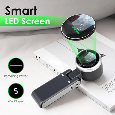 Portable Handheld Mini Turbo Fan 5 Speeds 3 IN 1 Foldable Personal Cooling Fan green