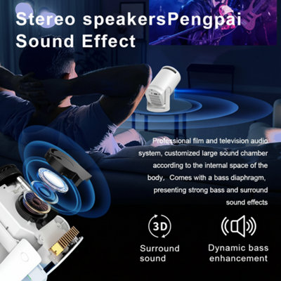 Portable HD Mini Projector Wireless WiFi 6 Smartphone Projector with ...