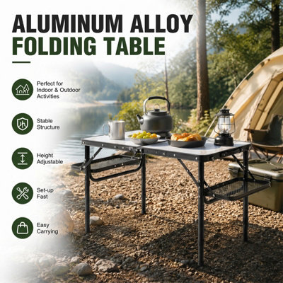 Portable Height Adjustable Camping Folding Table, Simply Unfold, with ...