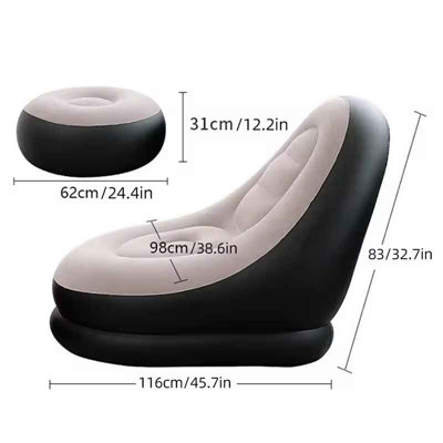 Portable Inflatable Sofa Chair ,Flocking Foldable Lounge Set with Ottoman
