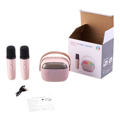 Portable Karaoke Speaker with Two Wireless Microphones and RGB Lights ...
