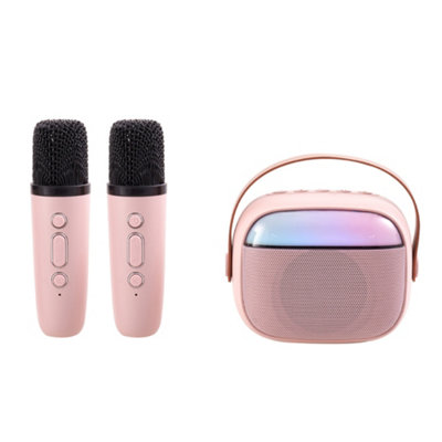 Portable Karaoke Speaker with Two Wireless Microphones and RGB Lights ...