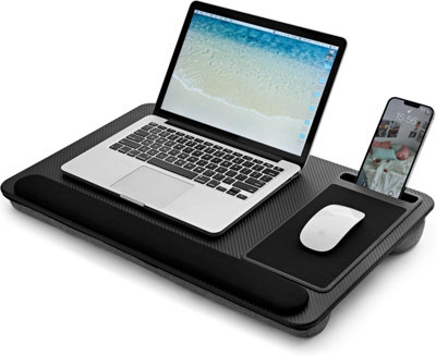 PUTORSEN Lap Desk Fit Up To 17.3 Inches Laptops, Portable Extra Large Laptop Cushion Desk With Mouse Pad And Wrist Pad For Notebook MacBook Tablet, Laptop Stand With Tablet Phone Holder