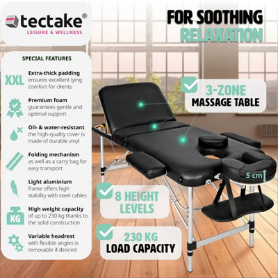 Portable massage table & bed - black
