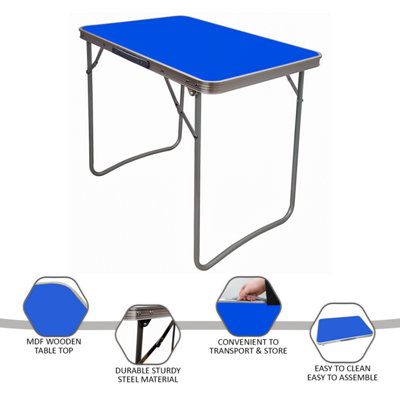 PORTABLE MDF WOODEN TOP FOLDING DINING TABLE GARDEN OUTDOOR PICNIC ...