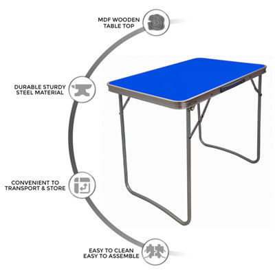 PORTABLE MDF WOODEN TOP FOLDING DINING TABLE GARDEN OUTDOOR PICNIC ...