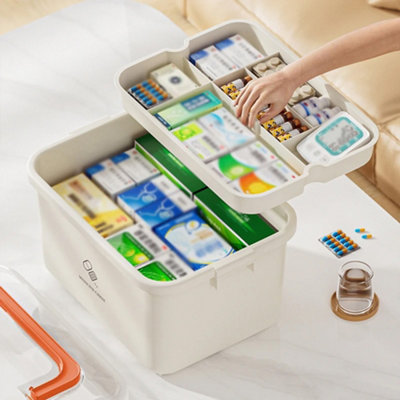 Portable Medicine Box - Large Capacity Storage with Organiser Tray