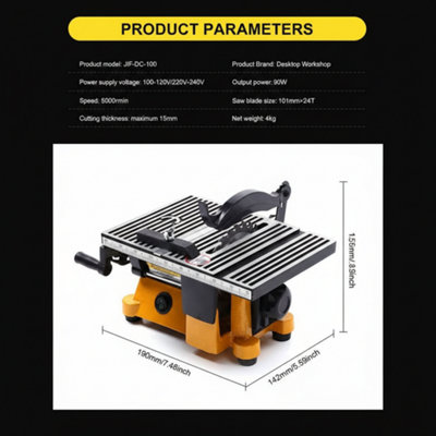 Portable Mini Table Saw 4500RPM Wood, Plastic & Metal Cutter