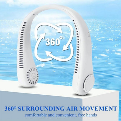 Portable Neck Fan USB Rechargeable 3 Speed Wearable Travel Fan