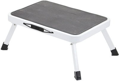 Portable Non-Slip Folding Step Stool with Rubberized Platform, Compact Design for Home or Caravan