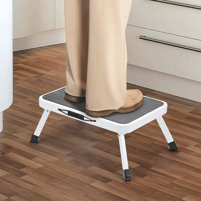 Portable Non-Slip Folding Step Stool with Rubberized Platform, Compact Design for Home or Caravan