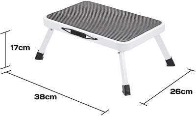 Portable Non-Slip Folding Step Stool with Rubberized Platform, Compact Design for Home or Caravan