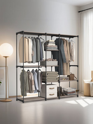 Portable Open Wardrobe, Clothes Rack, Freestanding Wardrobe with ...