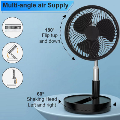 Portable Pedestal Standing Fan 3600 mAH USB Rechargeable Battery ...