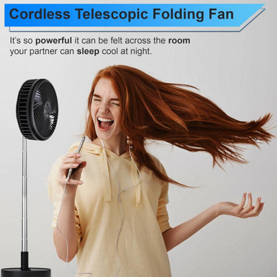 Portable Pedestal Standing Fan 3600 mAH USB Rechargeable Battery ...