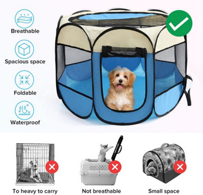 Portable Pet Playpen for Small Animals Blue DIY at B Q