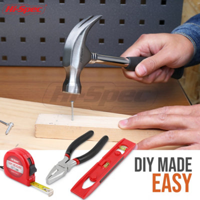 Portable Red Hand Tools Kit Set For Home and Office With Case 39 Pc DIY Hi-Spec