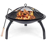 Portable Round Foldable Fire Pit BBQ Grill Outdoor Garden Camping Heater Brazier